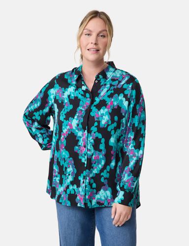 Lange Hemdbluse mit Allover-Print 54 Figurumspielend - Black Gemustert