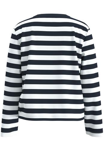 SLFESSENTIAL LS STRIPED BOXY TEE NOOS L Box Fit - Dark Sapphire