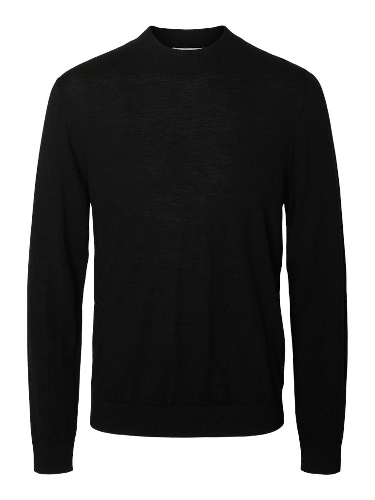 SLHTRAY LS KNIT MERINO MOCK NECK NOOS Schwarz S