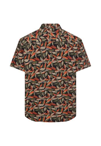 Kurzarmhemd aus reiner Baumwolle M Regular Fit - Burned Orange