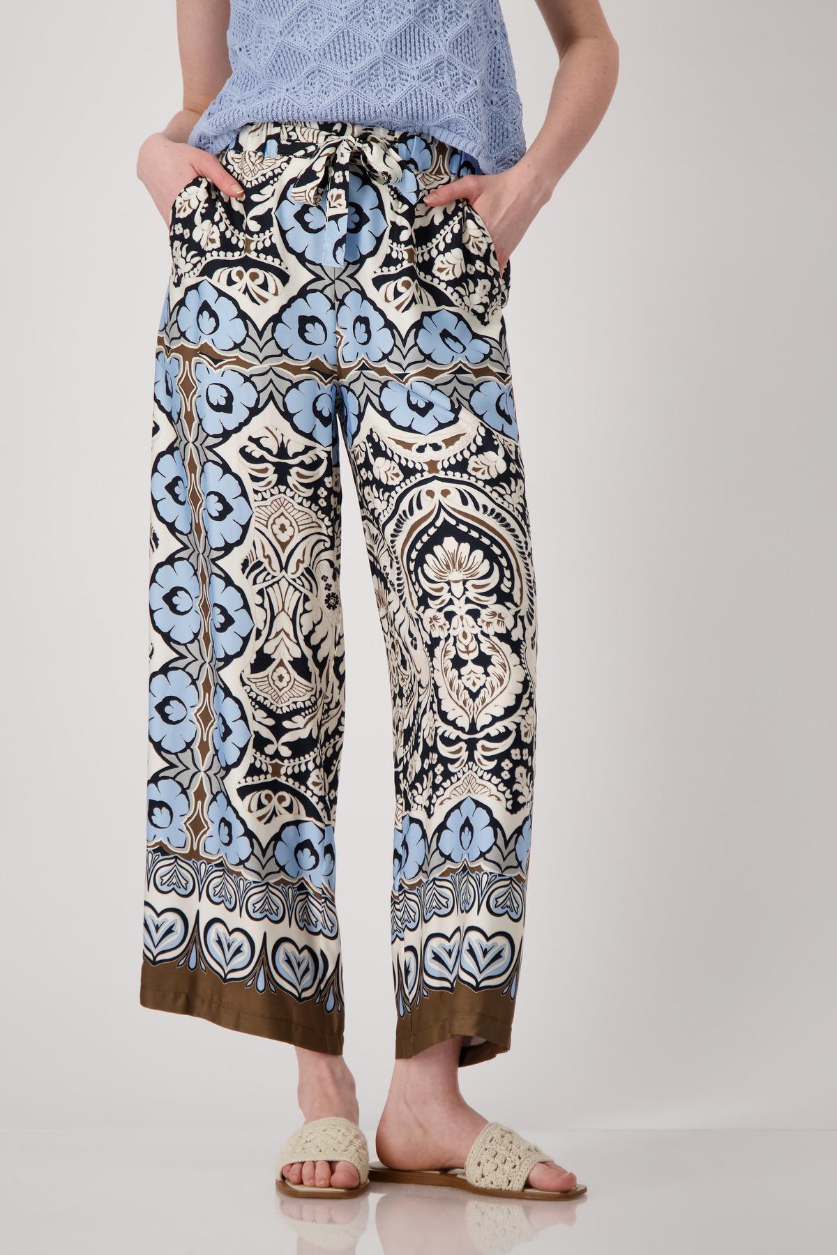 Wide-Leg-Hose mit Ornamentmuster 38 - Schwarz Gemustert