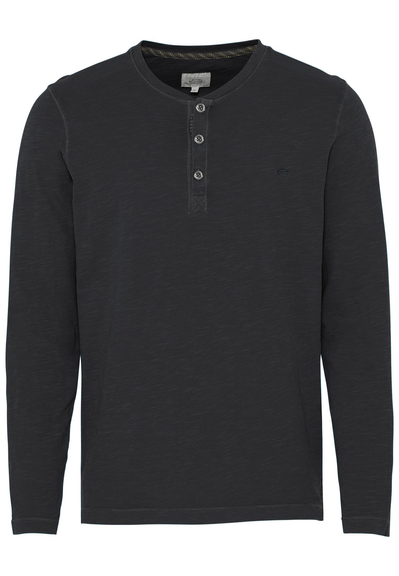 Leichtes Langarmshirt mit Henley Kragen aus Organic Cotton L Regular Fit - Asphalt