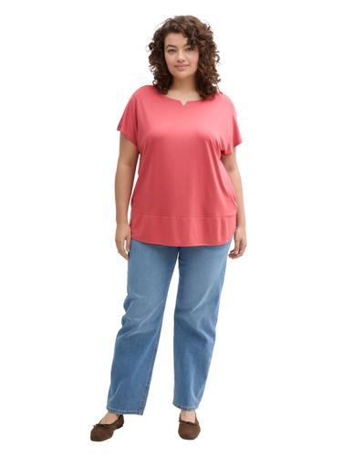 Plus Size - T-Shirt im Material-Mix 54 Regular Fit - Berry Red