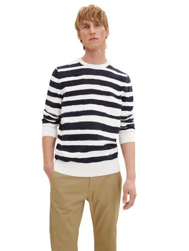 Gestreifter Strickpullover XXXL Regular Fit - Navy Water Stripe