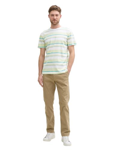 T-Shirt im Streifenmuster XXL Regular Fit - White Lime Multi Color Stripe