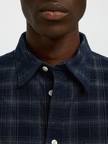 SLMREGCLAUS CORD YD CHECK LS SHIRT S Normal geschnitten - Navy Blazer
