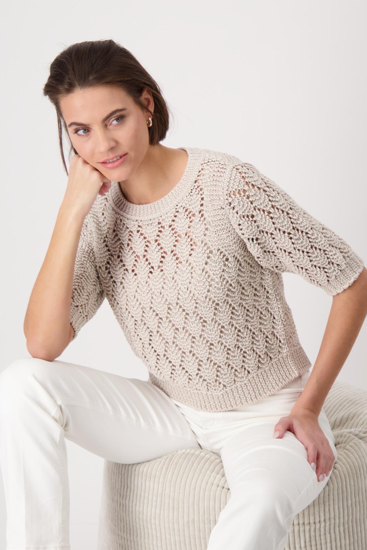 Strickpullover mit Lurex 44 - Warm Sand