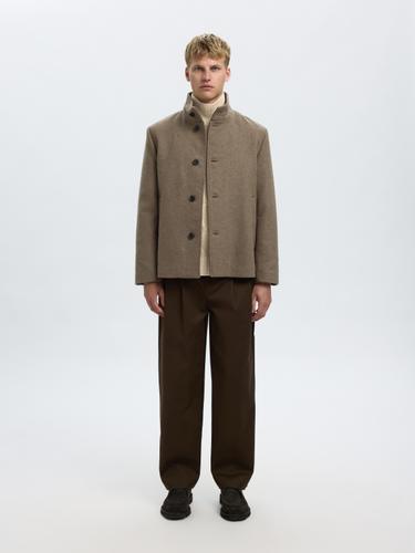SLHUFFE LS KNIT RELAXED CABLE HIGH NECK S Locker geschnitten - Oatmeal