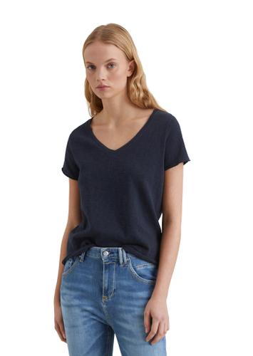 V-Neck-T-Shirt regular Blau M