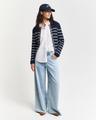 Gerippte Strickjacke mit Marinestreifen S - Evening Blue