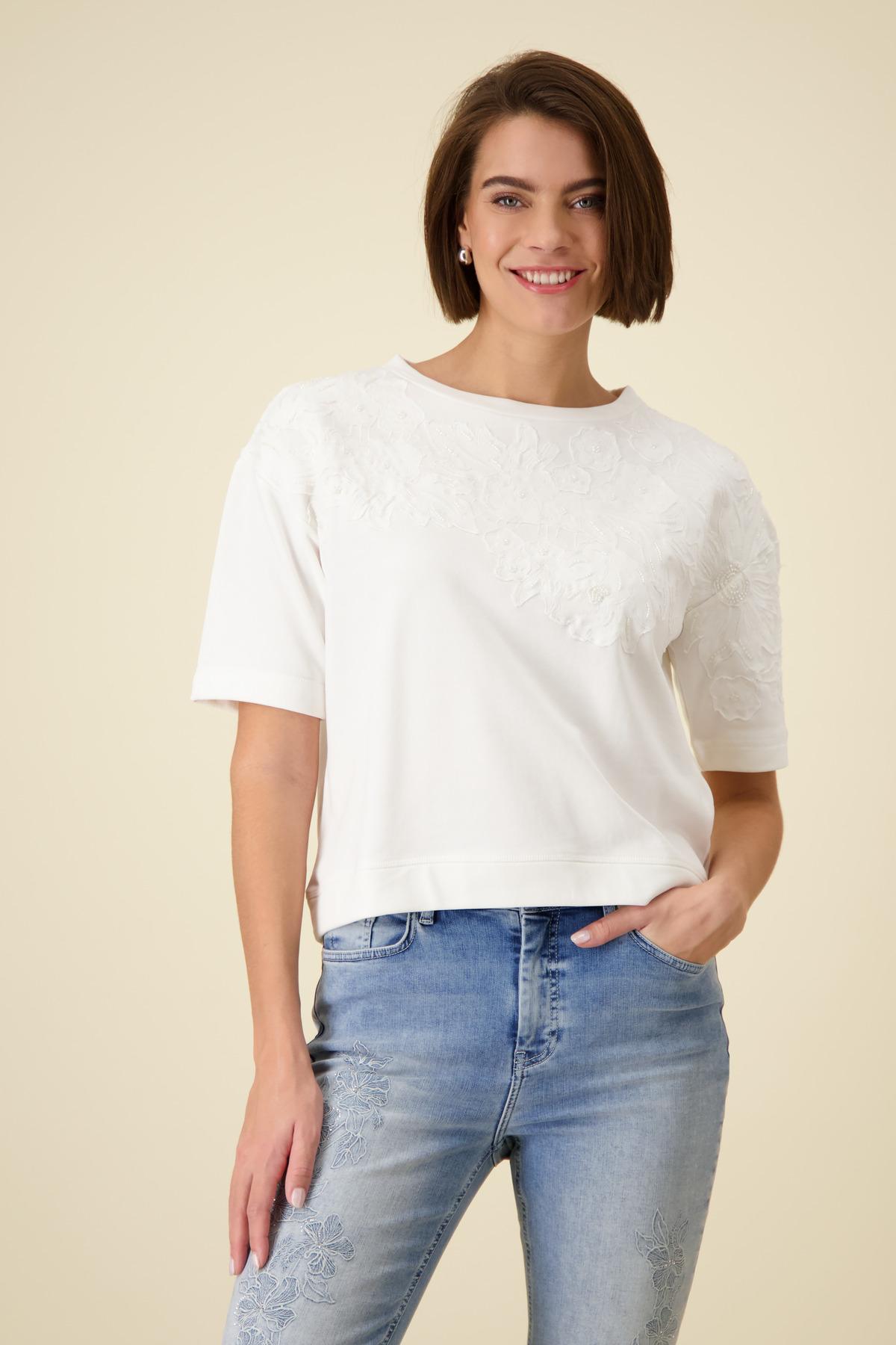 Sweatshirt mit Stick 36 - Cream
