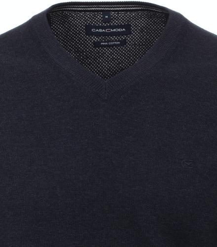 Pullover mit V-Ausschnitt uni 004430 M - Blau