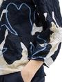 Crinkle Blusenshirt XL Loose Fit - Big Floral Shapes Design