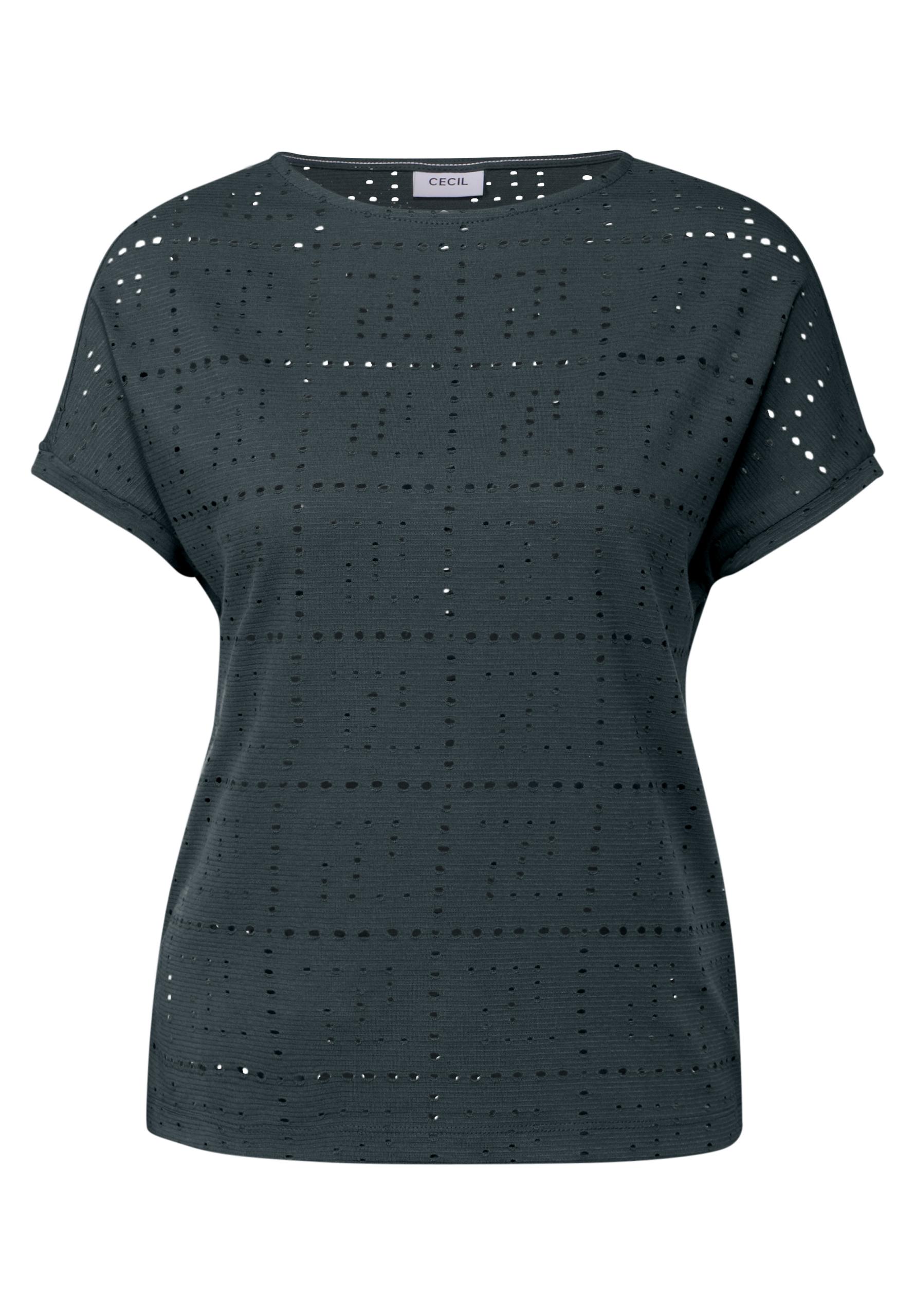 T-Shirt mit Lochmuster L - Slate Khaki