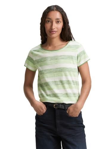 T-Shirt mit Rundhalsausschnitt XL Regular Fit - Green Shading Stripe