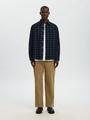 SLMREGCLAUS CORD YD CHECK LS SHIRT M Normal geschnitten - Navy Blazer