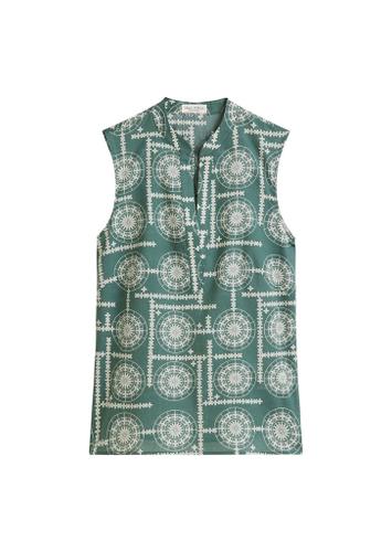 Ärmellose Print-Bluse flared 40 Regular Fit - Multi/ Pure Teal