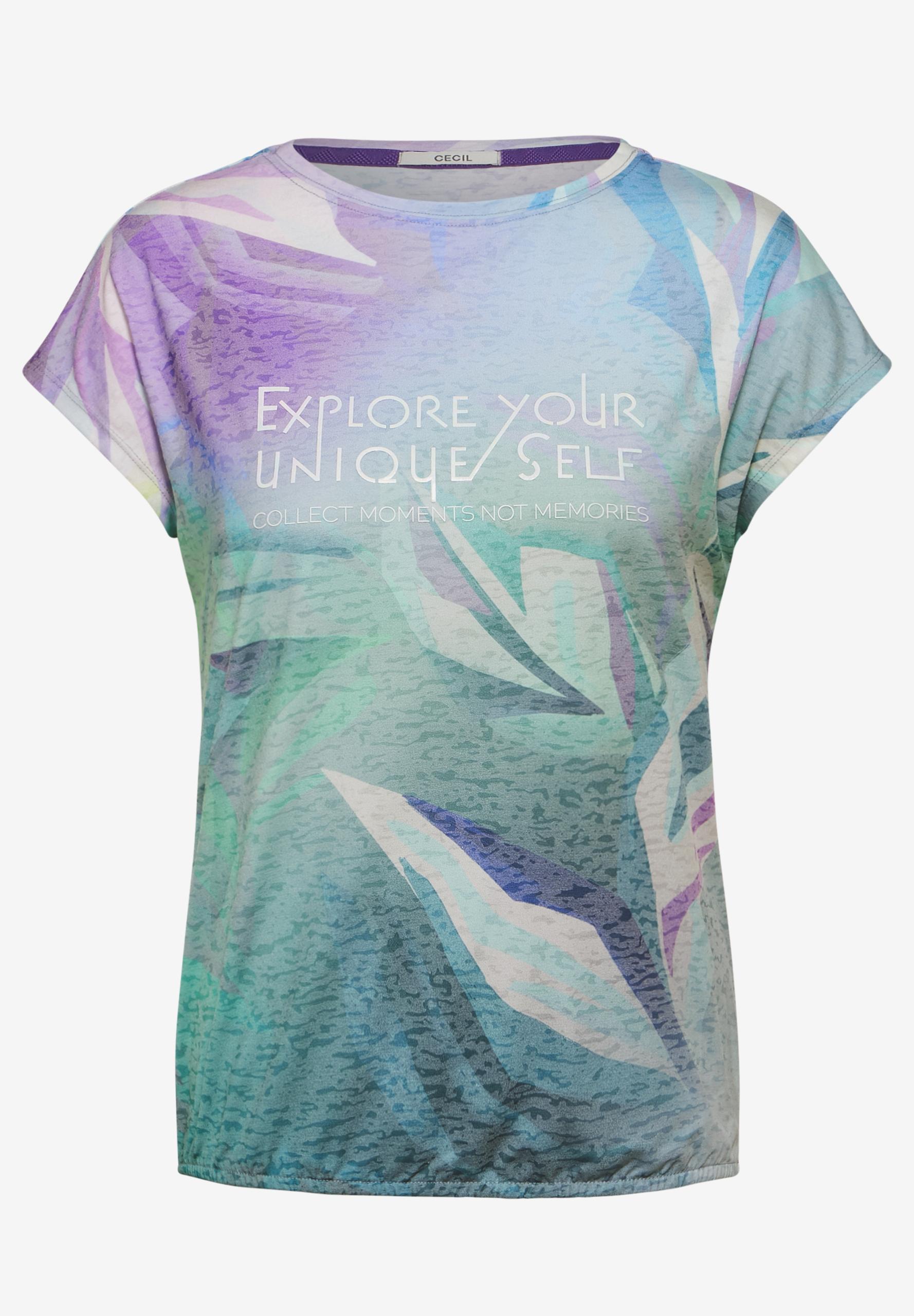Burn-Out T-Shirt mit Print M - Fir Green