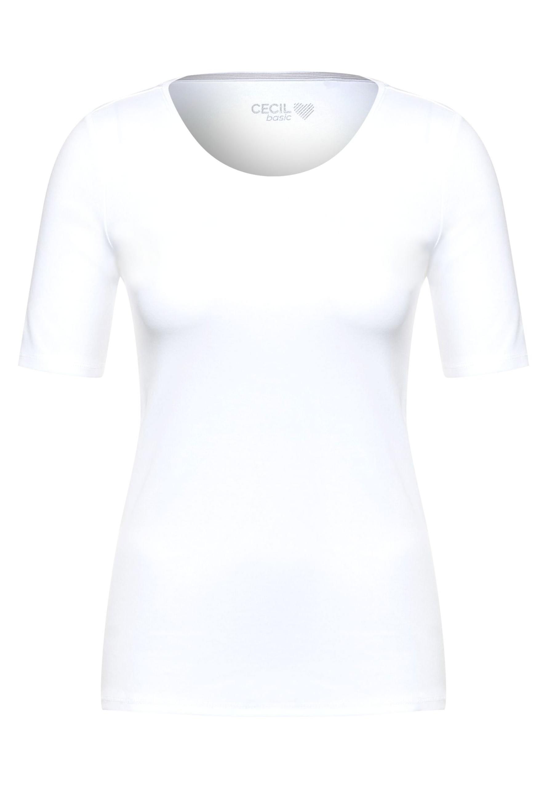 Basic T-Shirt mit Rundhals in Unifarbe M - White