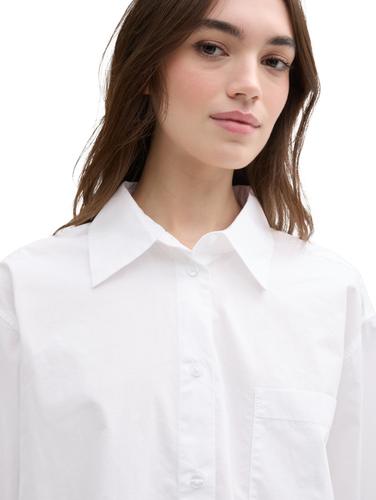 Oversize Hemdbluse mit Brusttasche XL Oversized Fit - White