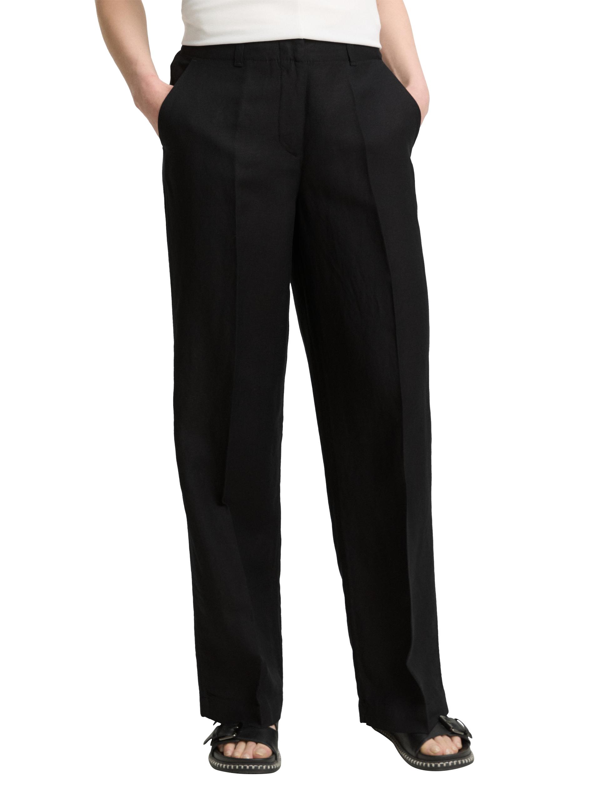 TTLEA Wide Leg Hose mit Leinenanteil 38/32 Wide Leg Fit - Deep Black