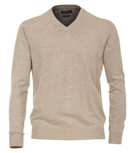 Pullover mit V-Ausschnitt uni 004430 L - Beige