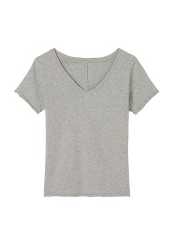 V-Neck-T-Shirt regular Grau L