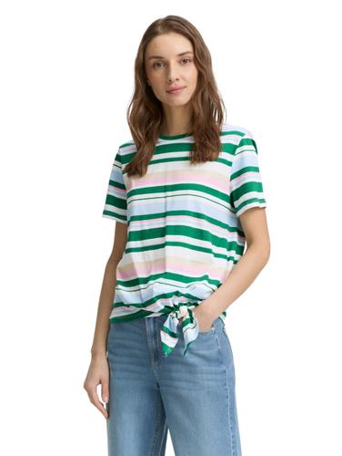 T-Shirt mit Knoten-Detail XL Regular Fit - Multicolor Stripe