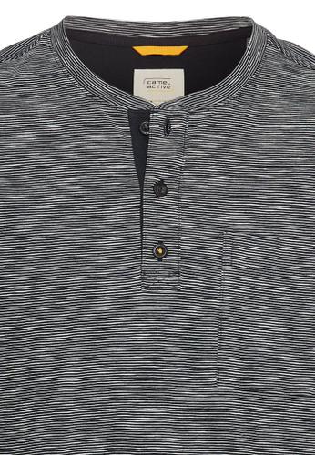 Kurzarm Henley aus reiner Baumwolle Blau M