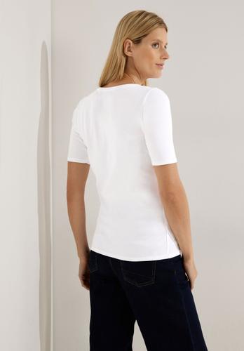Basic T-Shirt mit Rundhals in Unifarbe L - White