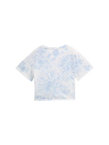 Cropped T-Shirt mit Knoten-Detail 176 Cropped Fit - Light Blue Tie Dye Design