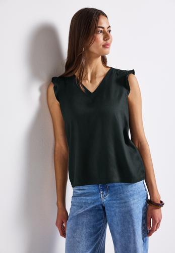 V-Neck Top mit Häkeldetails 36 - Pine Grove Green