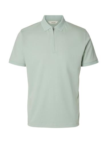 SLMFAVE ZIP SS POLO NOOS M Normal geschnitten - Aqua Gray