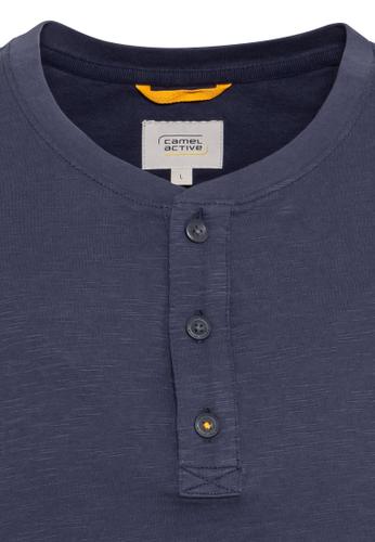 Kurzarm Henleyshirt aus reiner Baumwolle Blau 5XL