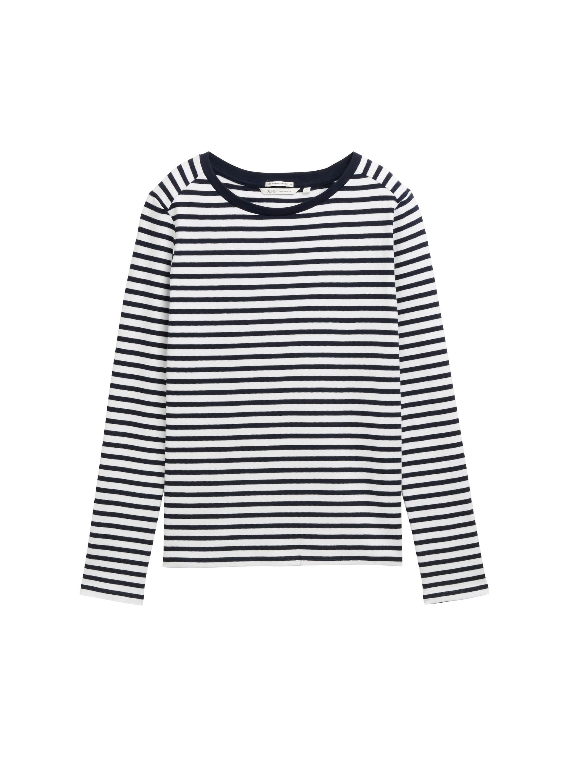 Langarmshirt mit Streifenmuster XL Regular Fit - Navy White Stripe