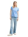 Basic T-Shirt mit Print M Regular Fit - Light Blue