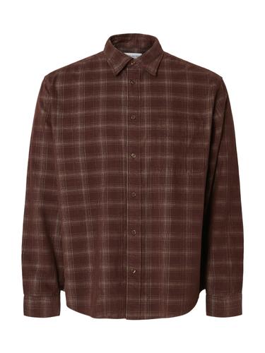 SLMREGCLAUS CORD YD CHECK LS SHIRT S Normal geschnitten - French Roast