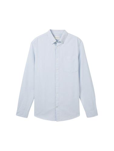 Regular Fit Hemd mit Brusttasche XL Regular Fit - White Light Blue Stripe