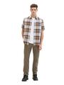 Hemd mit Leinen XL Regular Fit - Olive Orange Linen Check