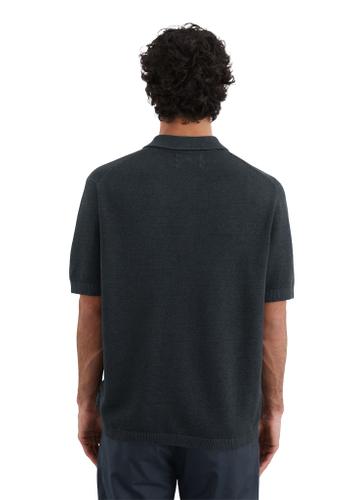 Strick-Poloshirt regular Blau L
