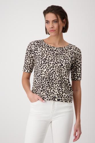 T-Shirt mit Leomuster 46 - Coffee Bean Gemustert