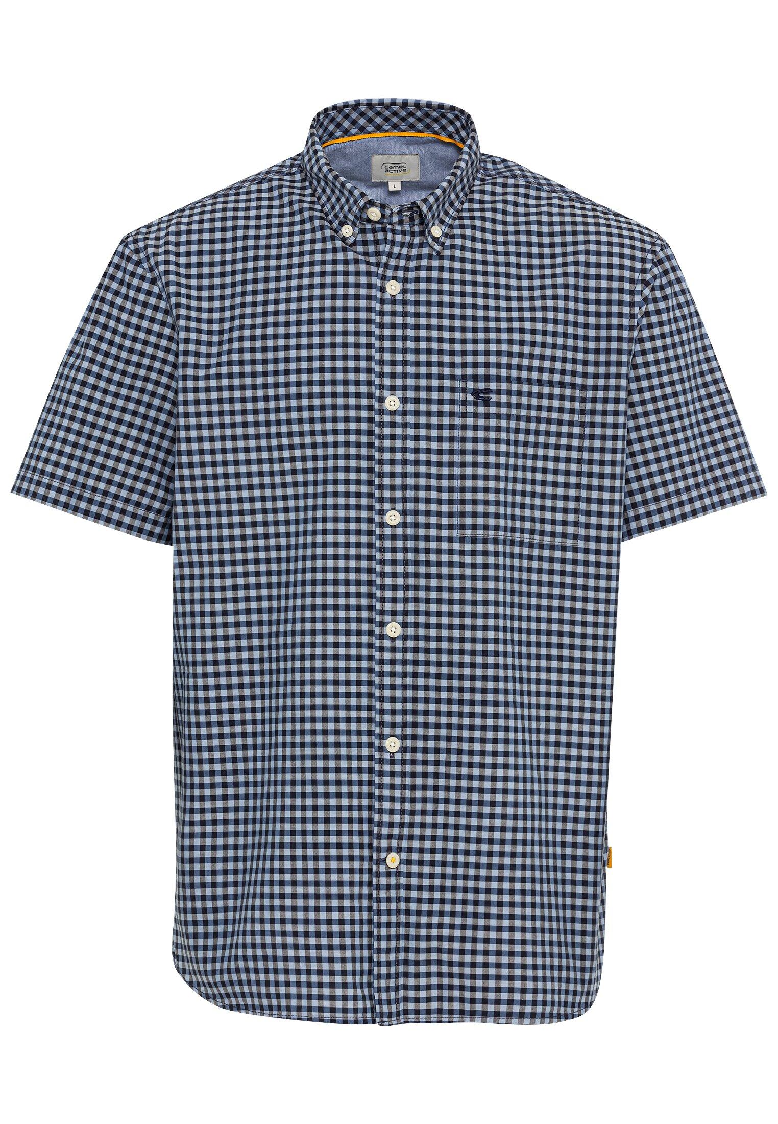 Kurzarm Hemd aus reiner Baumwolle M Regular Fit - Night Blue