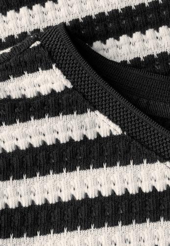 Strick-Look Streifenshirt Schwarz 38