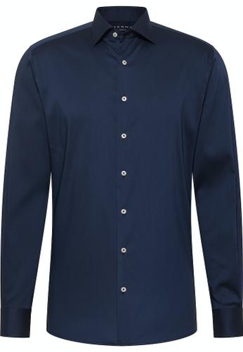 Performance Shirt Twill-Stretch Langarm Blau 40/Langarm - 65cm