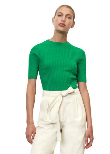 Kurzarm-Ripp-Strickpullover XL - Vivid Green