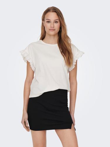 ONLIRIS S/S EMB TOP JRS M Normal geschnitten - Cloud Dancer