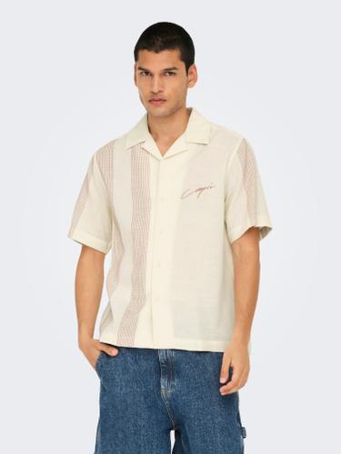 ONSSEIO EMB DETAILED SS SHIRT 0323 L Normal geschnitten - Antique White