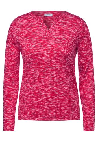 Shirt mit Rippstruktur L - Granita Red Melange