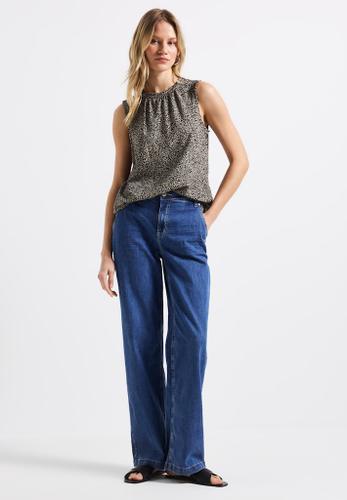 Top mit Leo-Muster Beige 36