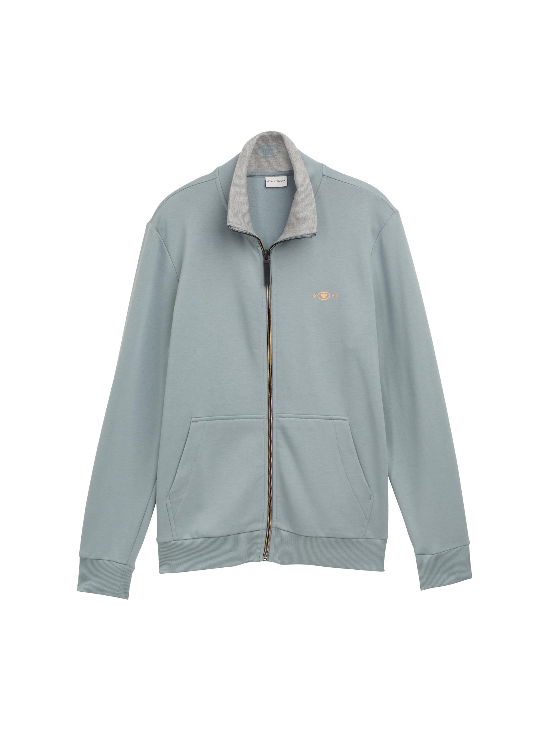 Sweatjacke mit Stehkragen XL Regular Fit - Grey Mint